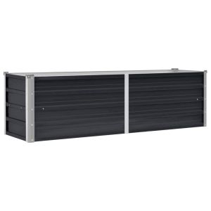 Arriate de acero galvanizado gris antracita 160x40x45 cm