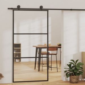 Porta deslizante em vidro esg e alumínio 102x205 cm preto ptxt1248