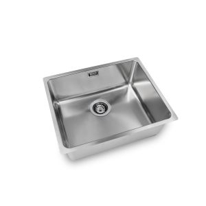 Pia de cozinha, 1 tigela, aço inoxidável acetinado.