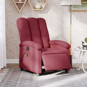 Poltrona reclinável de massagens elétrica tecido vermelho tinto ewg8108