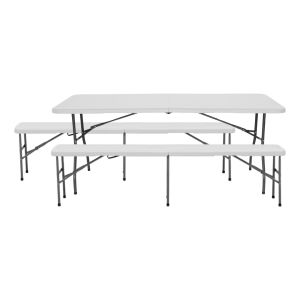Conjunto de mesa dobrável com 2 bancos de 180cm catering 7house