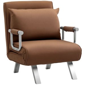 Sofá cama individual 65x69x80 cm poliéster color marrón Homcom