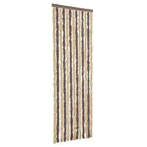 Cortina anti-insetos 56x185 cm chenille castanho-escuro e bege