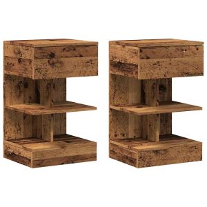 Casa lúmina - set  de 2 mesita de noche madera madeira  40 x 35 x 65 cm