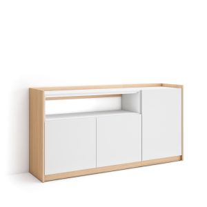 Aparador sala de jantar, 156x37x80cm, branco e carvalho soft rf4410