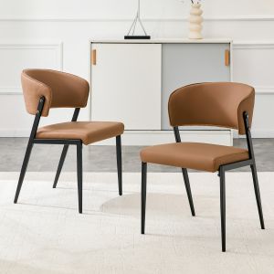 Silla comedor pu marrón respaldo ergonómico