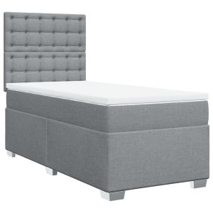 vidaXL cama box spring con colchón tela gris claro 100x200 cm