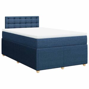 vidaXL cama box spring con colchón tela azul 120x200 cm