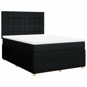 vidaXL cama box spring con colchón tela negro 140x190 cm