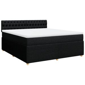 vidaXL cama box spring con colchón tela negro 180x200 cm