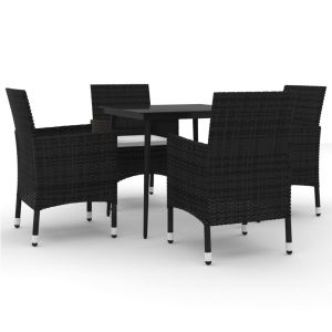 vidaXL set comedor de jardín 5 pzas y cojines ratán sintético y vidrio