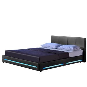 Cama LED asteroid 160 x 200 cm gris oscuro – con somier de láminas