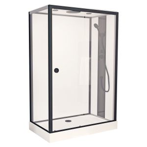 Ondee - cabina de duche gonea - perfis de alumínio - preto mate - 140x80cm