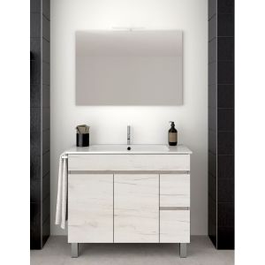Móvel de banho ISQUIA com lavatório duplo y espelho NORDIC BRANCO 120x45Cm