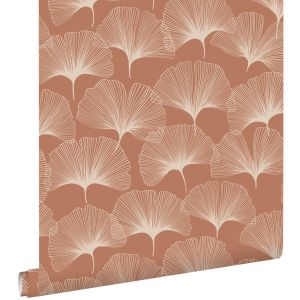 Estahome papel de parede folhas de ginkgo terracota 53 cm x 10.05 m