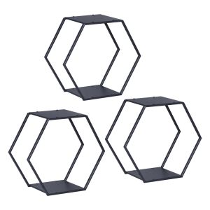 Prateleira tand conjunto de 3 aço 32x37x19 cm preto [en.casa]