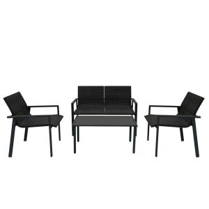 Conjunto de móveis de jardim branco com lareira