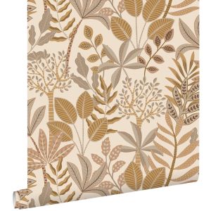 Estahome papel de parede folhas begeecor de areia 50 x 900 cm