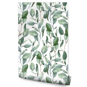 Papel de parede moderna sala de estar folhas de eucalipto natureza