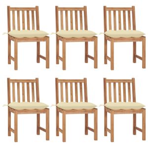 Cadeiras de jardim 6 pcs c/ almofadões madeira de teca maciça