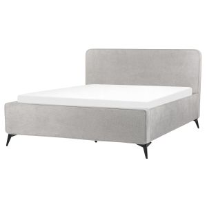Cama tecido valognes 160 x 200 cm cinzento claro