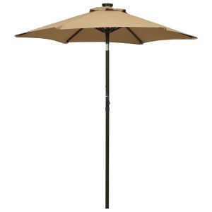 vidaXL sombrilla de jardín con luces LED aluminio taupe 200x211 cm