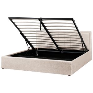 Sommier com arrumação montlaur bouclé creme 180 x 200 cm