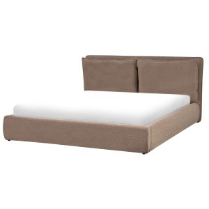 Sommier com arrumação bajonna bouclé castanho 180 x 200 cm