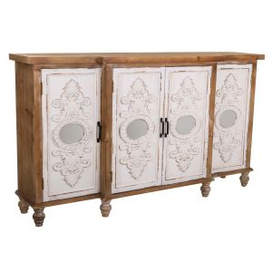 Aparador madeira entalhada marrom 154x35x87