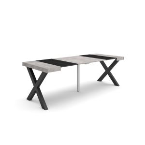 Mesa extensível, 58/222x90x73cm, cimento, pés de madeira rf2797
