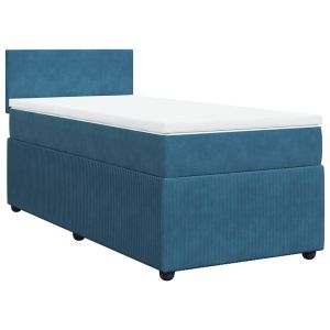 vidaXL cama box spring con colchón terciopelo azul 90x190 cm