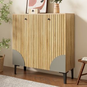 Sapateira para hall 3 portas madeira 94x90x32cm