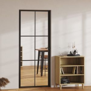Porta de interior em vidro esg e alumínio 83x201,5 cm preto weg5842