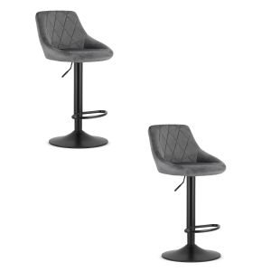 Valora banquetas daka veludo cinza base preta x2