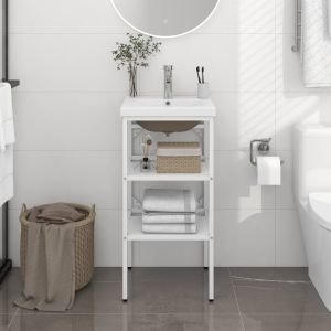Estrutura de lavatório c/ lavatório embutido ferro branco ptr5460