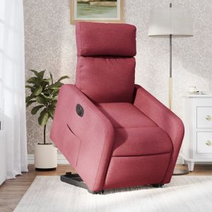 Poltrona reclinável elevatória elétrica tecido vermelho-tinto ewg2517