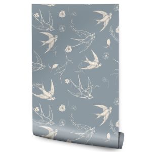 Papel de parede quarto pássaros flores natureza decoração moderna