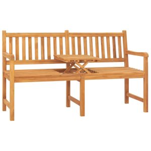 Banco de jardim 3 lugares c/ mesa 150 cm madeira de teca maciça pbk459380