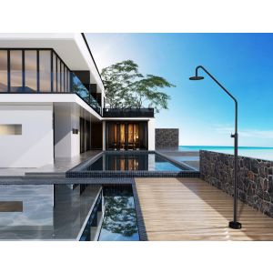 Chuveiro para piscina alaska em aço inox preto fosco | poolimex