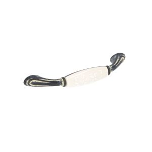 Puxador para mobiliário zamac e porcelana dist  centros 96mm lote 25