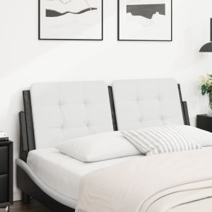 Almofadão de cabeceira 140 cm couro artificial branco e preto ptob6065