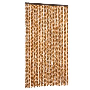 Cortina anti-insetos 118x220 cm chenille ocre e branco