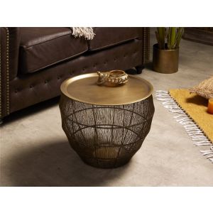 Mesa lateral em tela dourada, 50 cm de diâmetro x 38 cm de altura