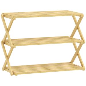 Sapateira dobrável 60x29x45,5 cm bambu color marrón Homcom