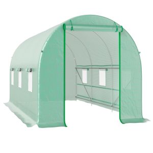Estufa tipo túnel 400x200x200 cm pe, metal color verde Outsunny