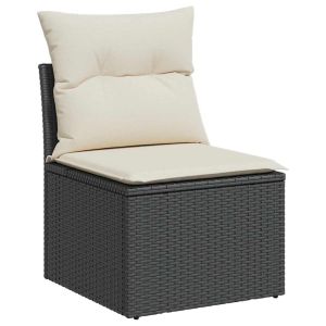 vidaXL silla de jardín sin reposabrazos con cojines ratán pe negro