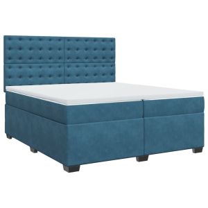 vidaXL cama box spring con colchón terciopelo azul 200x200 cm