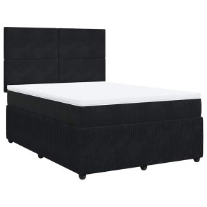 vidaXL cama box spring con colchón terciopelo negro 140x190 cm
