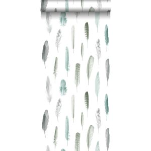 Walls4you papel de parede penas cinzento,azulebranco - 53 cm x 10.05 m