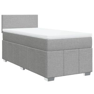 vidaXL cama box spring con colchón tela gris claro 100x200 cm